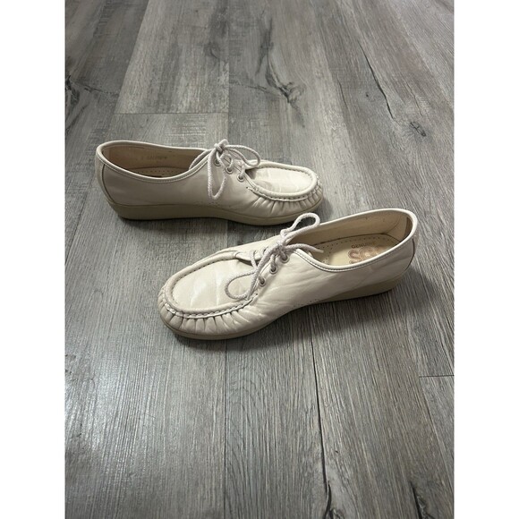 SAS Size 8.5 Women’s SIESTA BONE LEATHER Cream/Ivory Handsewn In USA Lace Up - Picture 5 of 12
